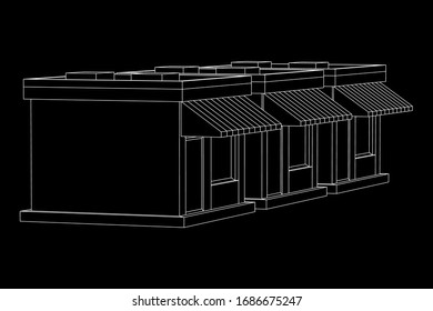 Shop market stores. Small business concept. Wireframe low poly mesh vector illustration.