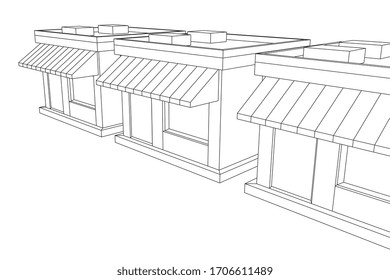 Shop market stores. Small business concept. Wireframe low poly mesh vector illustration.