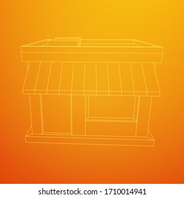 Shop market stores. Small business concept. Wire-frame low poly mesh vector illustration.
