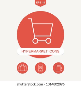 Shop and market vector objects. Supermarket pictogram. Premium quality graphic design icon. Simple icons for websites, web design, mobile app on background.