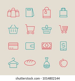 Shop and market vector objects. Supermarket pictogram. Premium quality graphic design icon. Simple icons for websites, web design, mobile app on background.