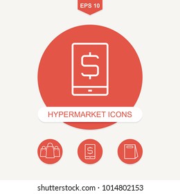 Shop and market vector objects. Supermarket pictogram. Premium quality graphic design icon. Simple icons for websites, web design, mobile app on background.