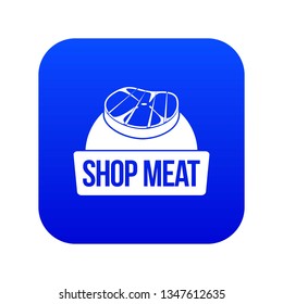 Shop meat icon blue vector isolated on white background