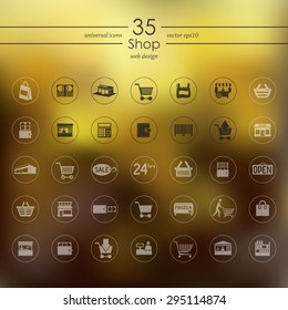 shop modern icons for mobile interface on blurred background