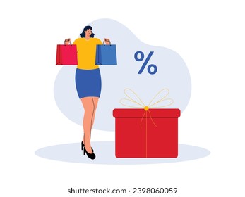 Shop for necessities with special discounts and get bonus gifts, cyber Monday vector illustration.
