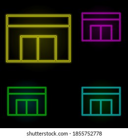 shop neon color set icon. Simple thin line, outline vector of building landmarks icons for ui and ux, website or mobile application