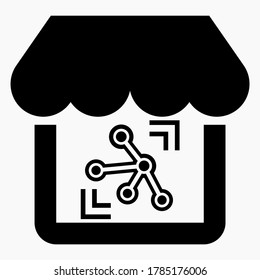 Shop network. "Cloud storage" online store. Electronic supermarket management. Sales analysis. E-commerce. Vector icon.