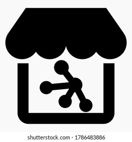 Netzwerk kaufen. Online-Shop "Cloud Storage". Elektronisches Supermarktmanagement. Verkaufsanalyse. E-Commerce. Vektorsymbol.