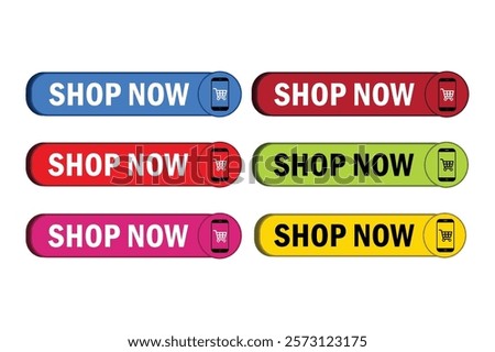 shop now 3d buttons vector design