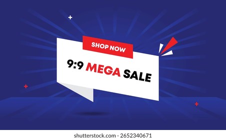 Shop now at the 9 to 9 mega sale featuring editable web banner vector art with badge and label templates in white red and blue shapes on light and dark abstract backgrounds in stunning 4K quality deal