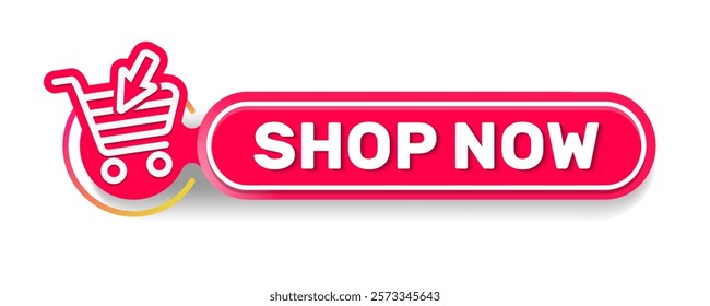 Shop now button with cart icon. 