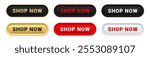 Shop now button icon set. Buy symbol icons. Online shopping click buttons