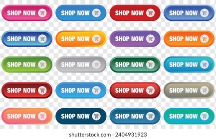 Botón Comprar ahora, icono Comprar ahora.  Un juego de botones ahora o comprar ahora. Colección moderna para el sitio web. Ilustración vectorial.
