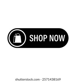 Shop Now Button Illustration Deisgn with Shoping Bag Icon