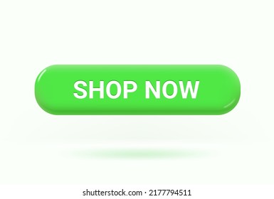 Shop now button isolated on white background. 3d vector illustration
