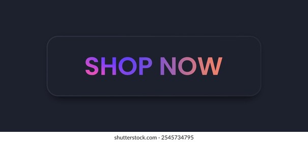 Shop now button in neomorphic style. Purchase signs for website interface.
