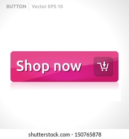 Shop Now Button Template | Vector Design | Business Banner With Symbol Icon | Website Element | Pink