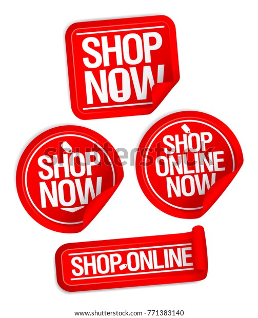 Shop Now Online Store Stickers Stock Vector (Royalty Free) 771383140