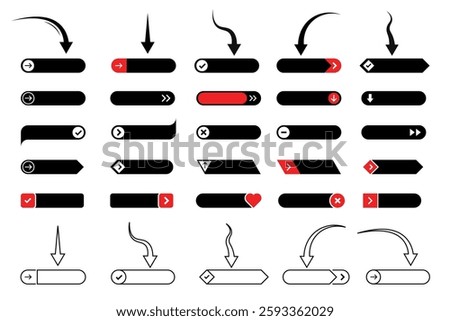Shop now buttons. Set of shop now buttons with cart icon. Buy now button for online shop. Call for action buttons. Modern colorful buttons Vector