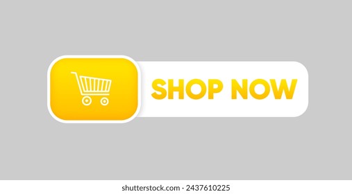 Shop Now. Buy now button with shopping cart. Modern button for web site. Online shopping. Vector illustration.