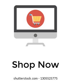Shop now flat icon design 