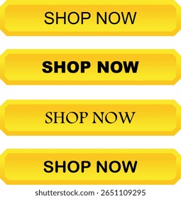 Shop now. Modern collection for web site. Online shopping. Click here, apply, buttons hand pointer clicking. Web design elements. Vector illustration