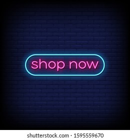 Shop Now Neon Signs Style Text Vector