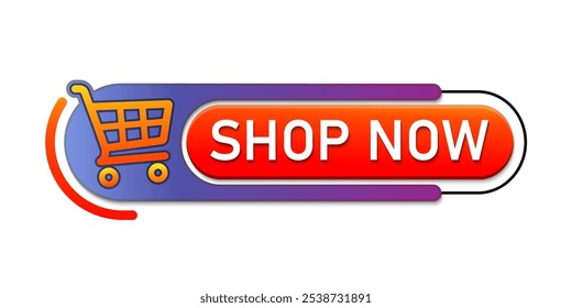 Shop now. Online shopping. Buy now button with shopping cart. Click here, apply, buttons hand pointer clicking. Web design elements. 
