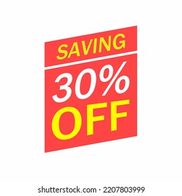 shop now sale savings 30 percent off on red shape illustration