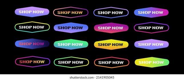Compra ahora. Juego de botones ahora. Colección moderna para el sitio web. 