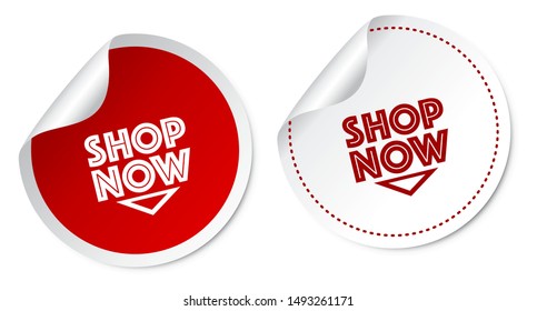 Shop Now Stickers Isolated On White Background