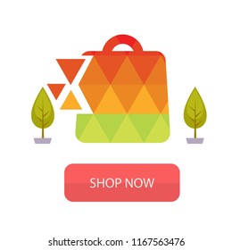 Shop Now The Stylized Bag From Triangles Background Vector Image
