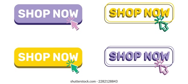 Shop now web design elements. Vector illustration