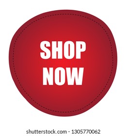Shop now web site button isolated on white background. Trendy shop now button for web site, ui, label, banner, sticker, design template, icon and logo. Business concept, vector illustration