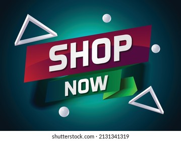 Shop now word concept vector illustration with lines 3d style for social media landing page, template, ui, web, mobile app, poster, banner, flyer, background, gift card, coupon, label, wallpaper