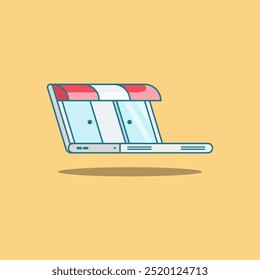 Shop On Laptop Online Shopping Elements Vector Cartoon Illustration Icon