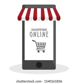 shop on mobile for shopping online and have icon cart 