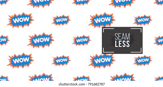 Shop online collection. Vector wow label seamless pattern. Fashion illustration, patches, stickers. Hand drawn background in vogue style.