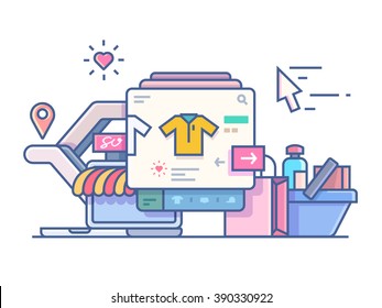 Shop online design flat