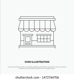 Shop, Online, Market, Store, Building Line Icon Vector