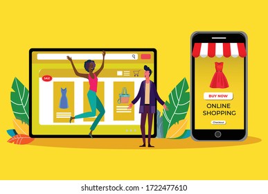 shop online with a smartphone very happily