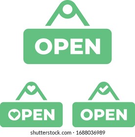 Shop open icon flat vector design, Open shop sign vector illustration.