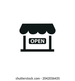 Shop open icon, vector shop open icon, vector illustration