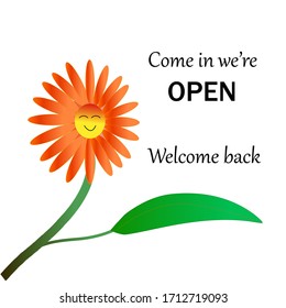 Shop is open now, come in we are open, welcome back. Shop open display