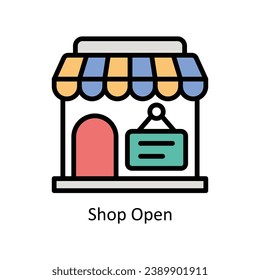 Shop Open vector filled outline Icon Design illustration. Business And Management Symbol on White background EPS 10 File