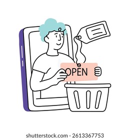 Shop open  Vector Style Illustration 