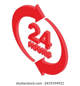 Shop opening hours icon isometric vector. City food store. Eating center