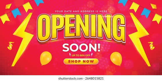 Shop opening promo banner with discount offer. super sale banner. sale banner for social media post or website banner.
