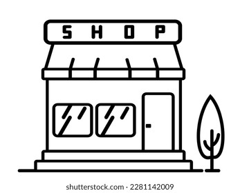 Shop outline icon design, shop vector illustration