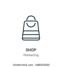 Shop outline vector icon. Thin line black shop icon, flat vector simple element illustration from editable marketing concept isolated stroke on white background